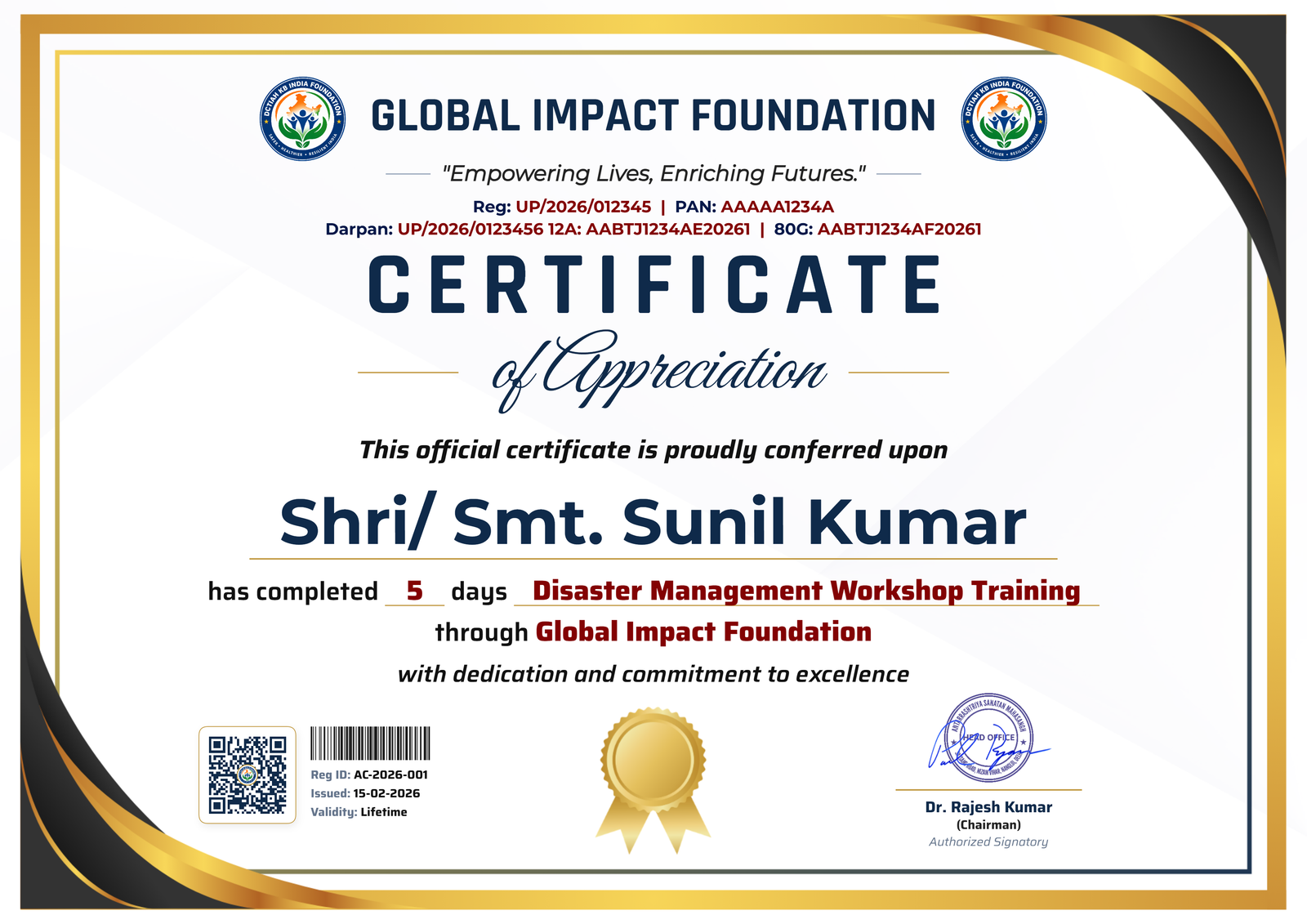 Certificate of Appreciation