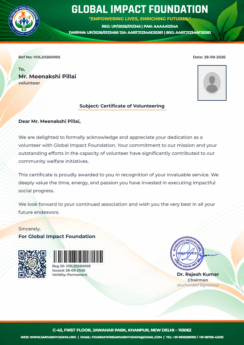 Volunteer Recognition Certificate